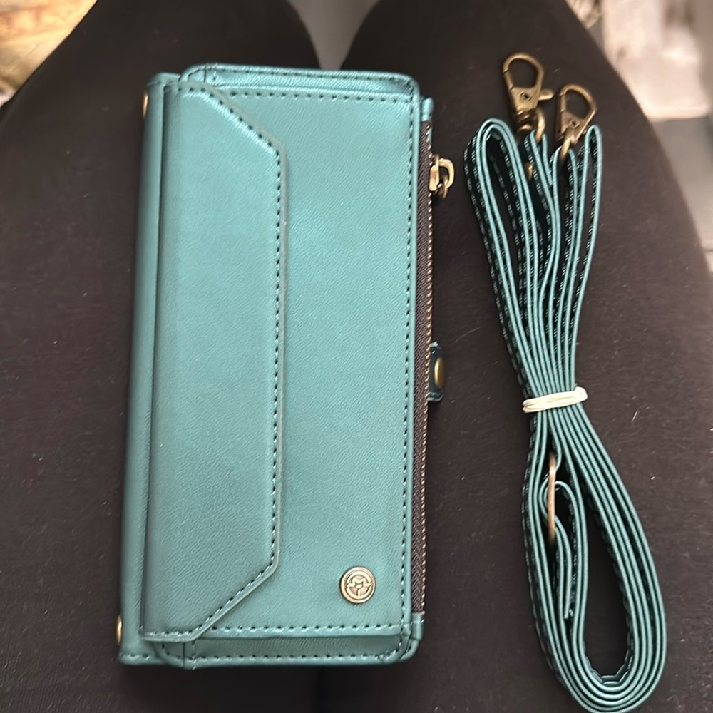iPhone 13 Pro Max cell phone case with strap and wristlet